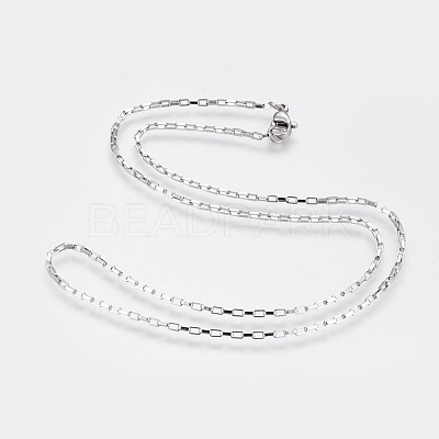 Non-Tarnish 304 Stainless Steel Box Chain Necklaces NJEW-F248-22A-P-1