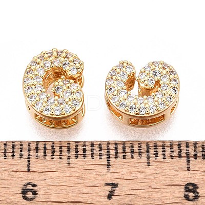 Brass Micro Pave Clear Cubic Zirconia Beads KK-T071-17G-G-1