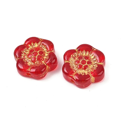 Baking Paint and Golden Metal Enlaced Glass Beads X-DGLA-T004-10F-1