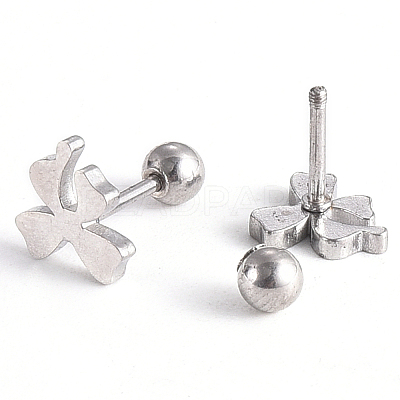 Tarnish Resistant 201 Stainless Steel Barbell Cartilage Earrings EJEW-R147-06-1