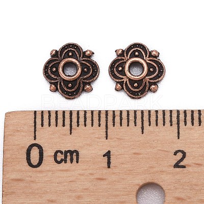 4-Petal Tibetan Style Alloy Flower Bead Caps X-TIBE-S222-R-NR-1
