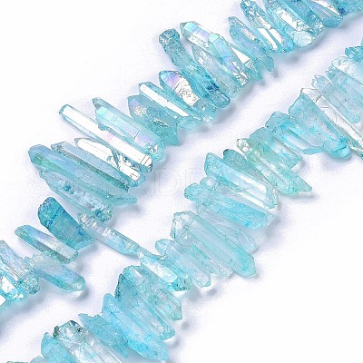 Electroplated Natural Crackle Quartz Crystal Dyed Beads Strands G-I345-05D-1