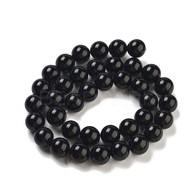 Natural Black Onyx Round Bead Strands X-G-R198-10mm-1