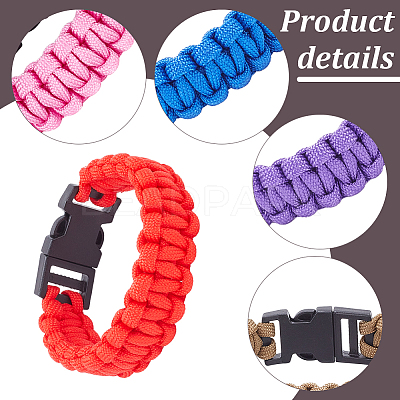 9Pcs 9 Colors Survival Polyester Cord Bracelets Set with Plastic Clasps for Hiking Camping Outdoor BJEW-AN0001-60-1