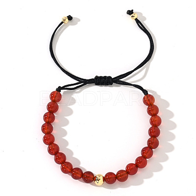 Natural Carnelian Round Beads Braided Bead Bracelets ZJ4066-4-1