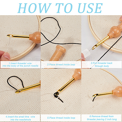 3Pcs Wood Embroidery Punch Needle DIY-GF0008-87-1
