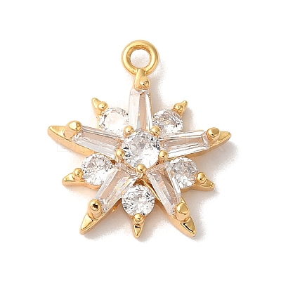 Brass Micro Pave Clear Cubic Zirconia Pendants KK-M294-07G-02-1
