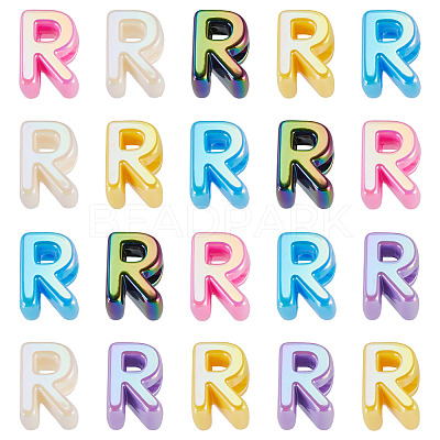 20Pcs UV Plating Opaque Acrylic European Beads OACR-TADJ0001-16R-1