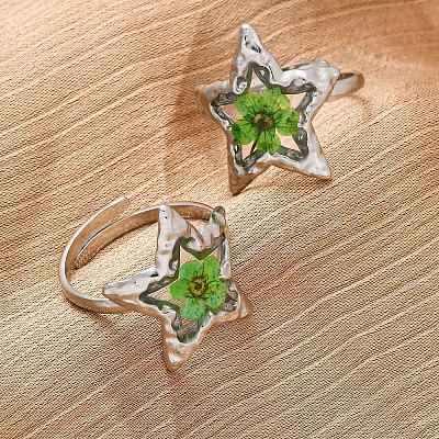 304 Stainless Steel Adjustable Open Cuff Statement Rings RJEW-C083-19P-02-1