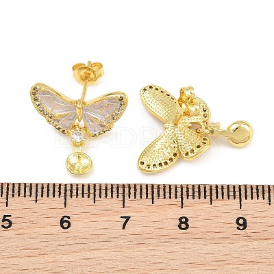 Brass Micro Pave Cubic Zirconia Stud Earring Findings CU-CBAA5EE-03G-B-1