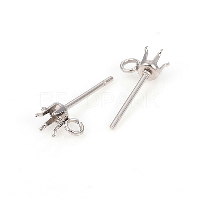 Non-Tarnish 304 Stainless Steel Post Stud Earring Settings STAS-I150-05F-P-1
