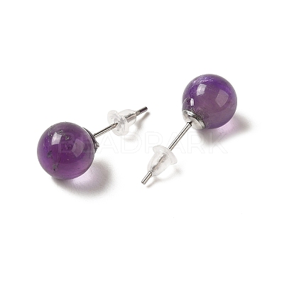 Natural Amethyst Stud Earrings X-G-B075-02P-04-1
