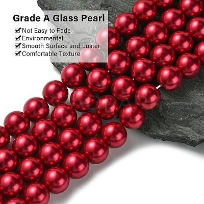 Eco-Friendly Glass Pearl Beads Strands HY-A008-14mm-RB084-1