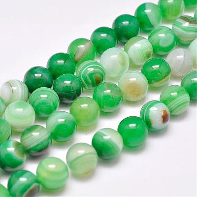 Natural Striped Agate/Banded Agate Bead Strands G-G962-10mm-02-1
