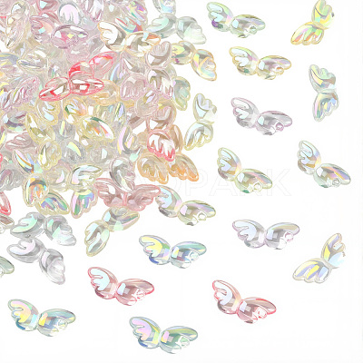 100Pcs Transparent UV Plating Acrylic Beads PACR-PA0001-03-1