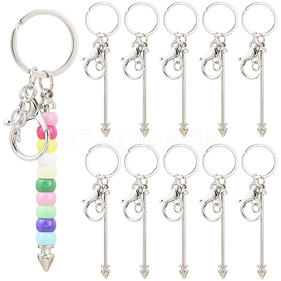 10Pcs Alloy Bar Beadable Keychain for Jewelry Making DIY Crafts KEYC-YW0001-29P-1