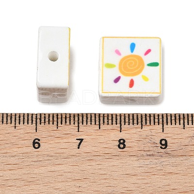 Printed Handmade Porcelain Beads PORC-G016-04Q-1