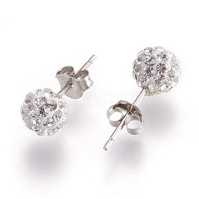 Sexy Valentines Day Gifts for Her 925 Sterling Silver Austrian Crystal Rhinestone Ball Stud Earrings Q286J011-1