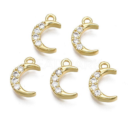 Brass Micro Pave Clear Cubic Zirconia Charms ZIRC-T015-001G-NF-1