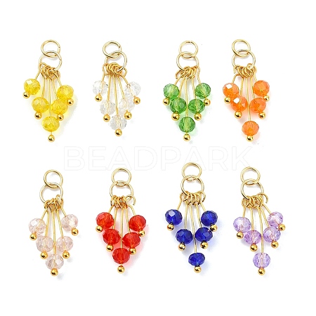 8Pcs 8 Colors Glass Pendants PALLOY-JF05294-1