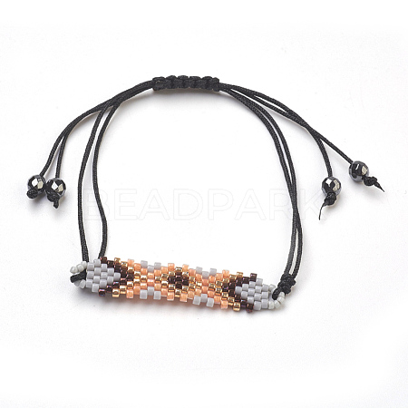 Adjustable Glass Seed Beads Braided Bead Bracelets BJEW-JB03867-01-1