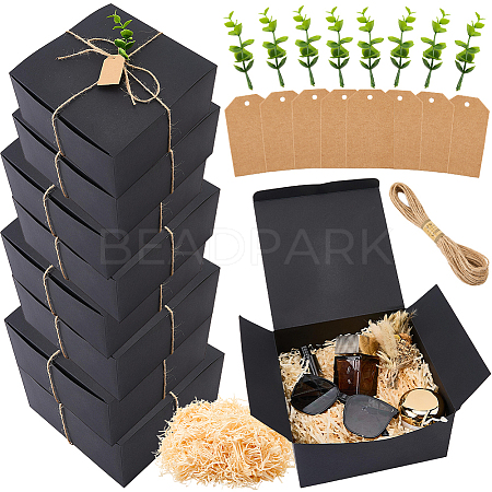 8Pcs Square Folding Kraft Paper Mailer Boxes CON-CP0001-018B-1