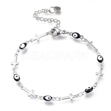 304 Stainless Steel Link Bracelets BJEW-M203-06P-A-1
