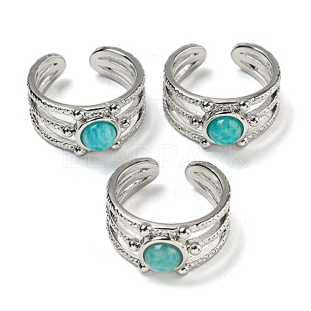 Natural Amazonite Adjustable Rings RJEW-K269-10P-05-1