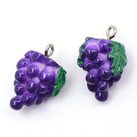 Autumn Theme Grape Resin Pendants X-RESI-R184-06-1