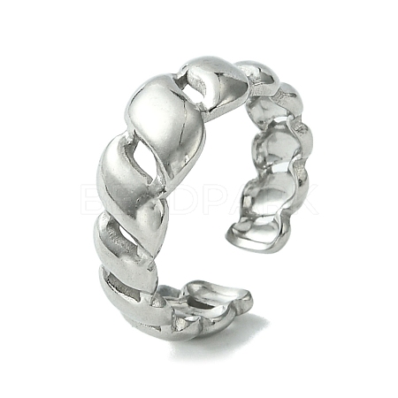 304 Stainless Steel Open Cuff Ring RJEW-L110-030P-1