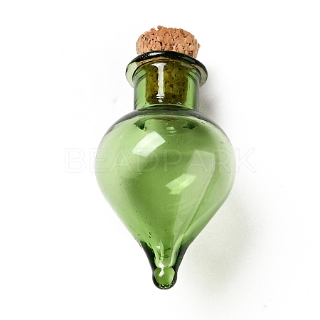 Teardrop Glass Cork Bottles Ornament AJEW-A039-01G-1