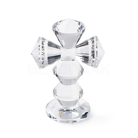 Natural Quartz Crystal Cross Figurines AJEW-H154-01D-1