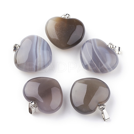 Natural Grey Agate Pendants X-G-S219-17A-1