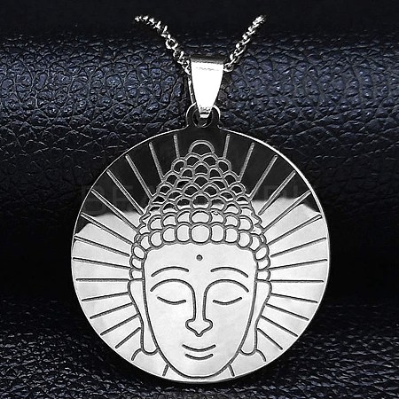 304 Stainless Steel Pendant Necklaces for Women Men NJEW-G123-04P-1