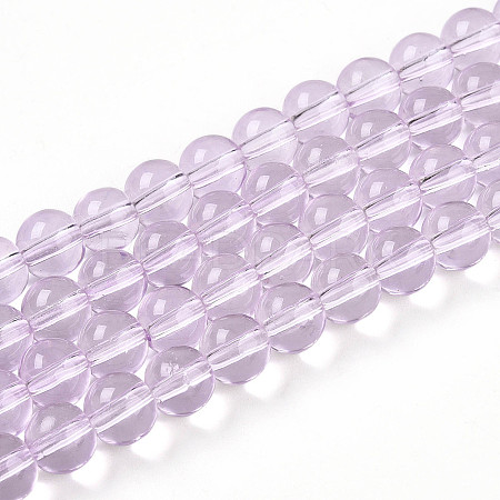 Baking Paint Transparent Glass Beads Strands DGLA-N006-8mm-05-1