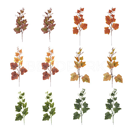 30Pcs 6 Colors Artificial Plastic Maple Leaf AJEW-CF0001-03-1