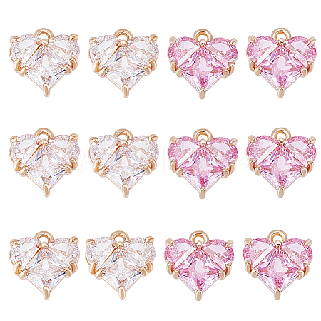 12Pcs 2 Colors Brass Charms KK-HY0004-08-1