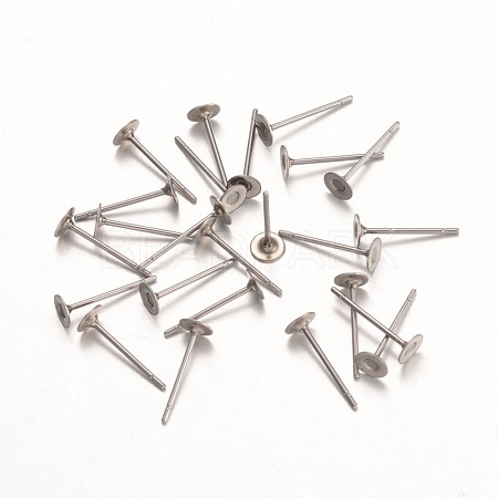 316 Surgical Stainless Steel Stud Earring Findings STAS-K098-02-4mm-P-1