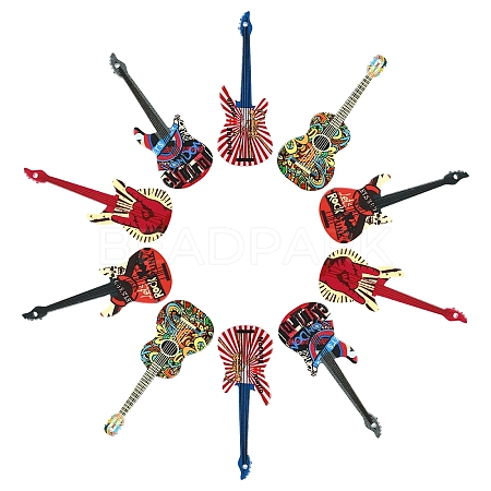 10Pcs 5 Colors Opaque Printed Acrylic Pendants OACR-YW0003-42-1