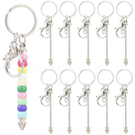10Pcs Alloy Bar Beadable Keychain for Jewelry Making DIY Crafts KEYC-YW0001-29P-1