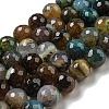 Faceted Natural Dragon Veins Agate Beads Strands G-F447-12mm-P03-2