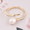 Natural Pearl Beaded Open Cuff Rings RJEW-T026-06G-3