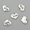 Wedding Theme Antique Silver Tone Tibetan Style Heart with Bride Rhinestone Charms LS-TIBEP-N005-12E-2
