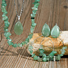 Bohemian Style Natural Green Aventurine Teardrop Pendant Necklaces & Chip Beaded Necklaces & Hoop Earrings & Dangle Earrings Sets WG11994-03-1