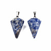 Cone/Spike/Pendulum Natural Blue Spot Jasper Pendants G-R278-76-1