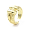 Rectangle Shape Rack Plating Brass Open Cuff Ring for Women RJEW-F155-03G-1