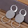 Silver Color Plated Textured Brass Flat Round Dangle Earrings EJEW-BB11931-1
