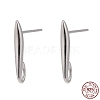 Rhodium Plated 925 Sterling Silver Stud Earring Findings X-STER-K168-118P-1