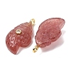 Natural Strawberry Quartz Carved Pendants G-H357-05G-02-3