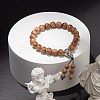 Natural Mixed Wood Round Beads Stretch Bracelet BJEW-JB07362-4